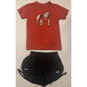 Nike Dri Fit Shorts UGA Bulldogs Shirt Kids Outfit Youth S M Red Black